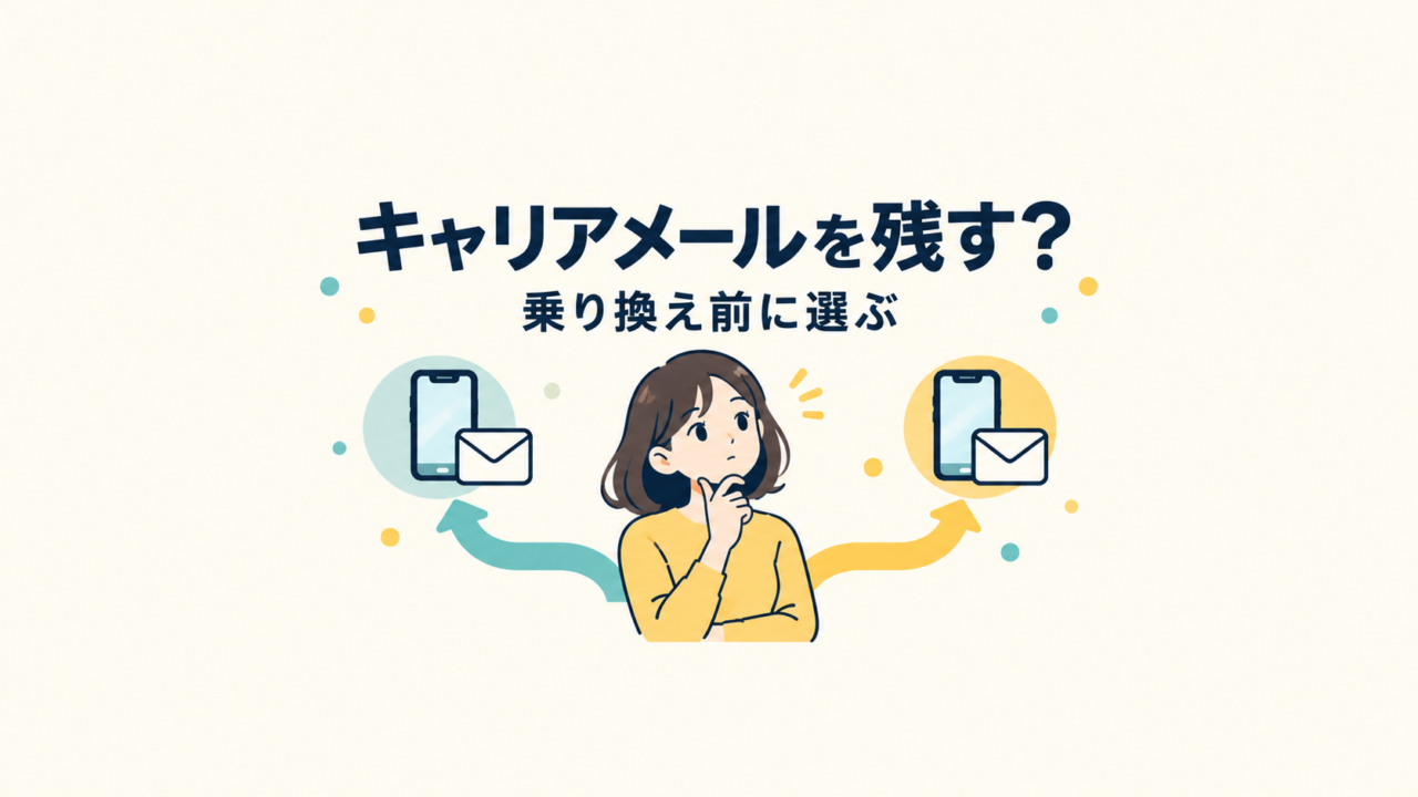 楽天モバイルへの乗り換え前にメールアドレスを継続するか変更するか考えるイメージ