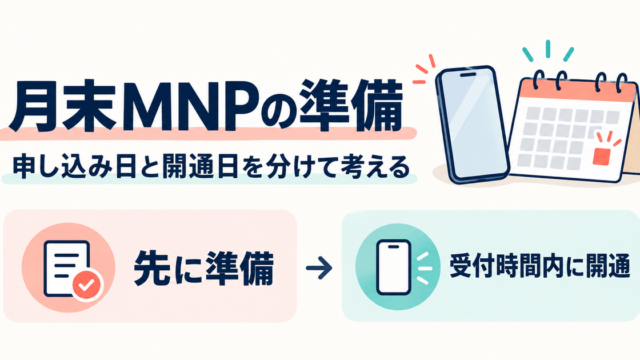 楽天モバイルへ月末MNP｜失敗を防ぐ準備の確認ポイントを示した説明用アイキャッチ