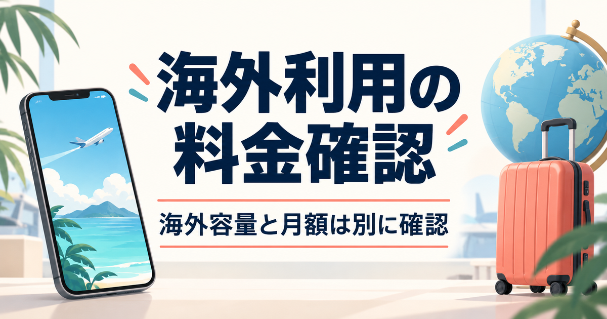 楽天モバイル海外2GB｜月額と設定の確認の確認ポイントを示した説明用アイキャッチ